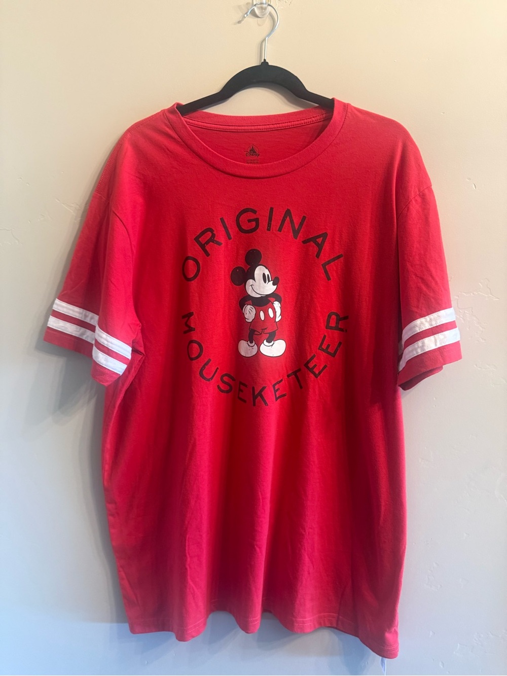Disney Red 'Original Mouseketeer' Graphic Tee with White Sleeve Stripes